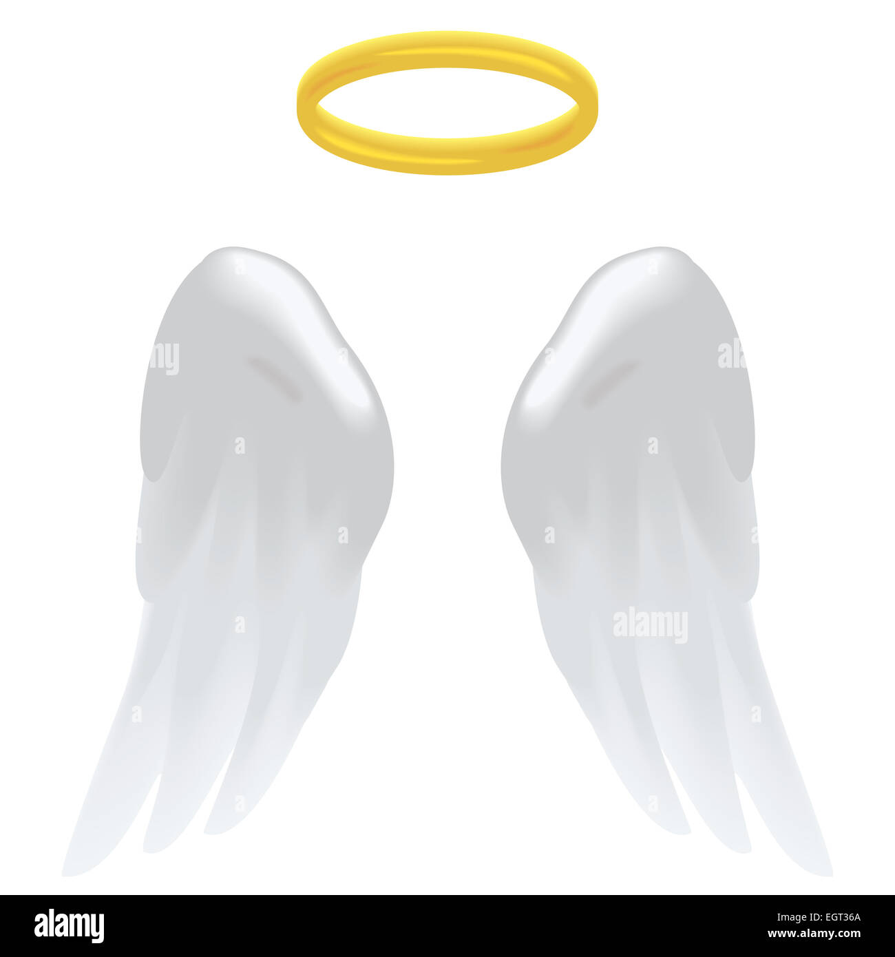 Angel wings and a halo isolated on white. Stock Photo