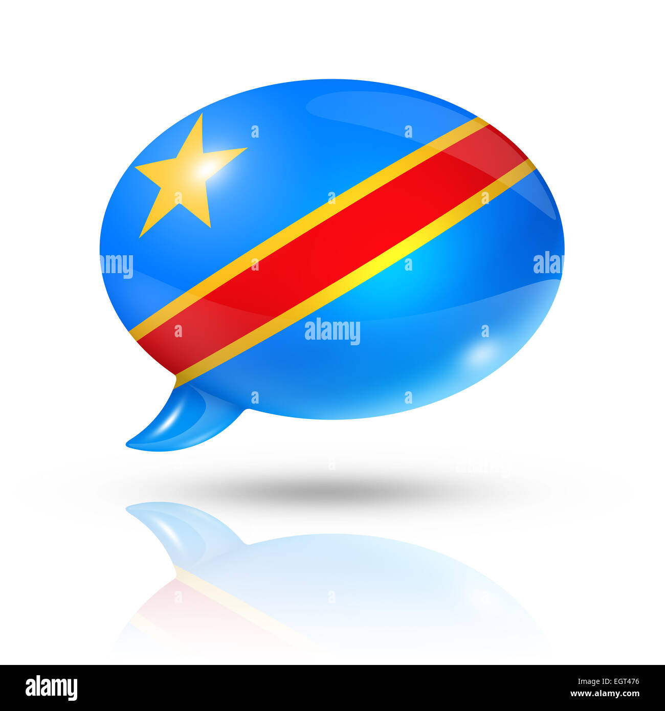 three dimensional Democratic Republic of the Congo flag in a speech bubble isolated on white with clipping path Stock Photo