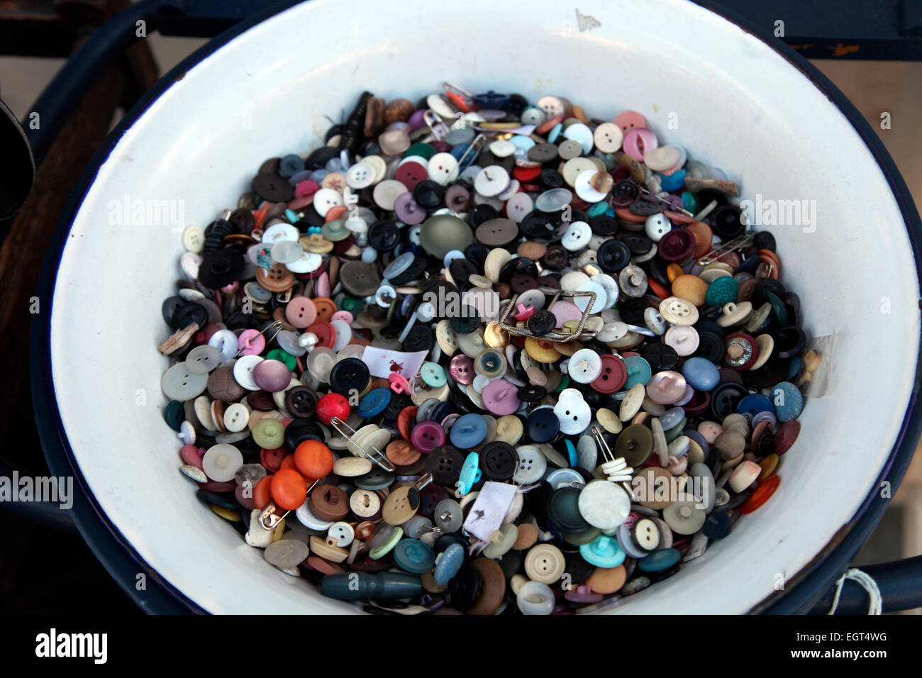 Buttons for sale at Rummage, antique shop in St Andrews Stock Photo