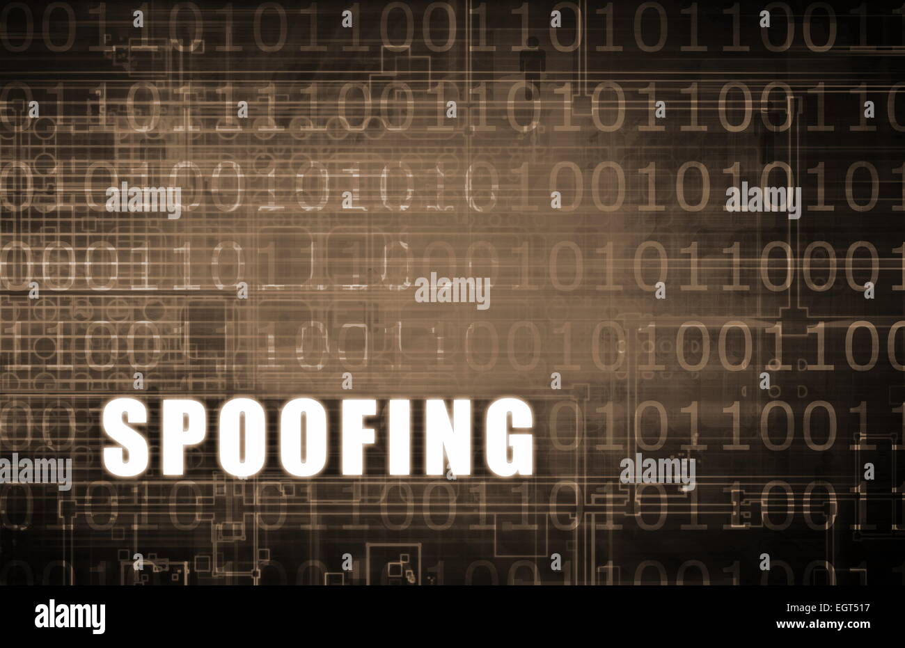IP Spoofing on a Digital Binary Warning Abstract Stock Photo