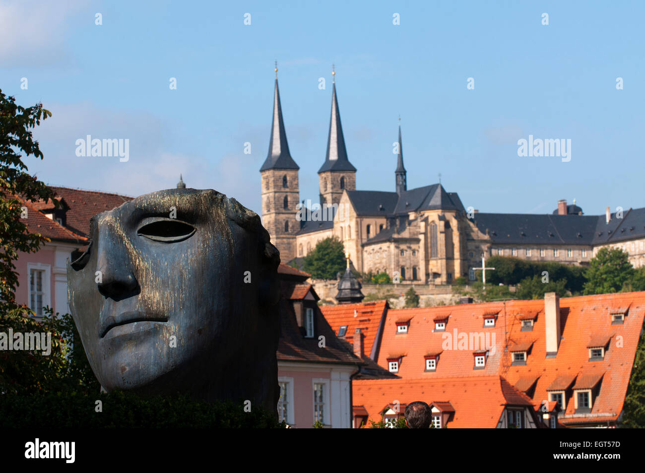 "Centurion", a sculpture by Igor Mitoraj on Bamberg's Regnitz River