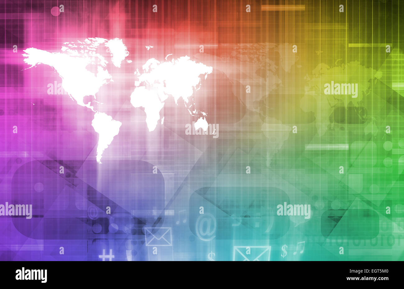Satellite Technology and World Map Precision Software Stock Photo - Alamy