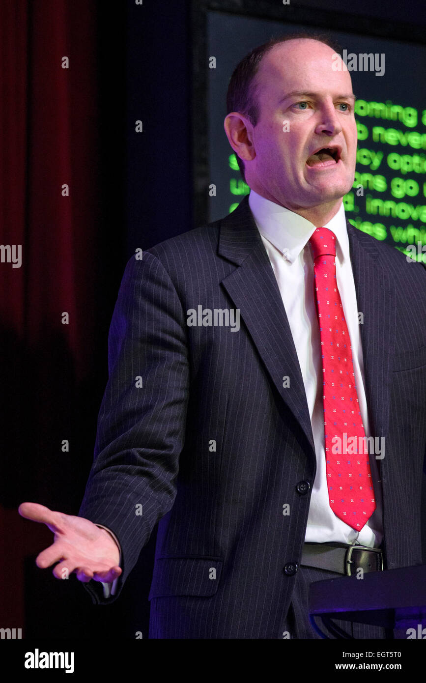 UKIP SPRING CONFERENCE on 28/02/2015 at Winter Gardens, Margate. Douglas Carswell, UKIP MP and PPC for Clacton-on-Sea, addresses the conference. Picture by Julie Edwards Stock Photo