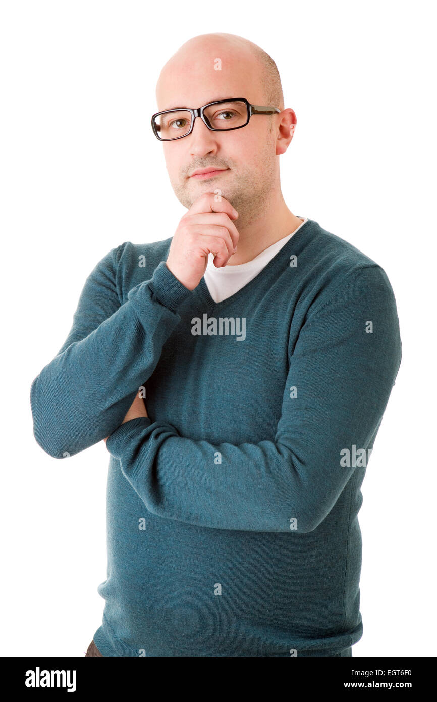 A young happy man standing on a white background Stock Photo - Alamy