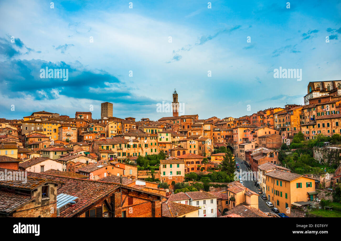 Historic centre with the Torre del Mangia, Siena, Tuscany, Italy Stock Photo