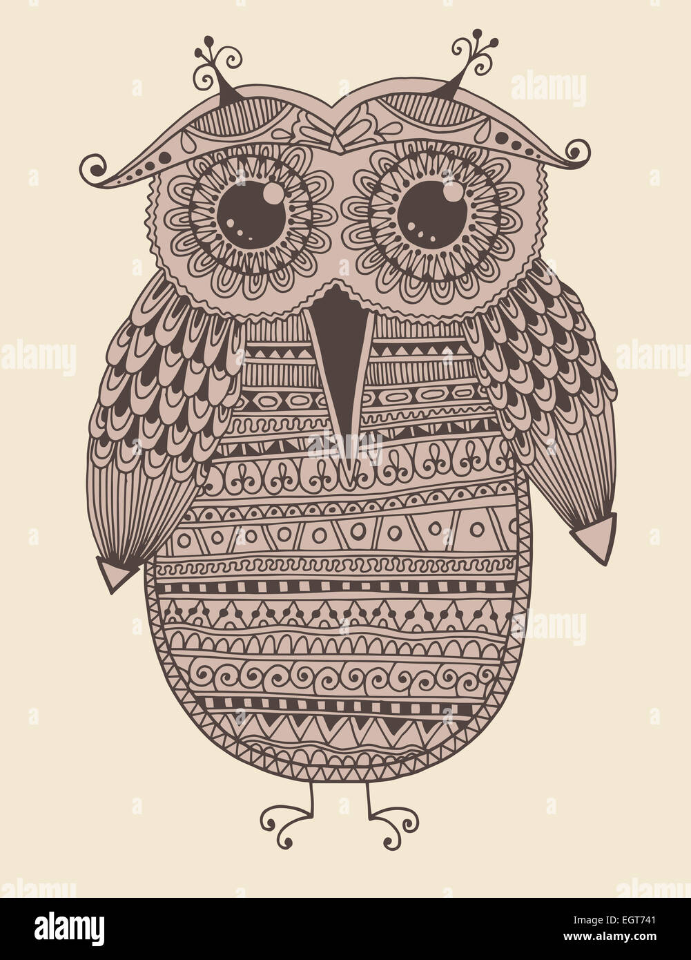 original ethnic owl ink drawing Stock Photo Alamy