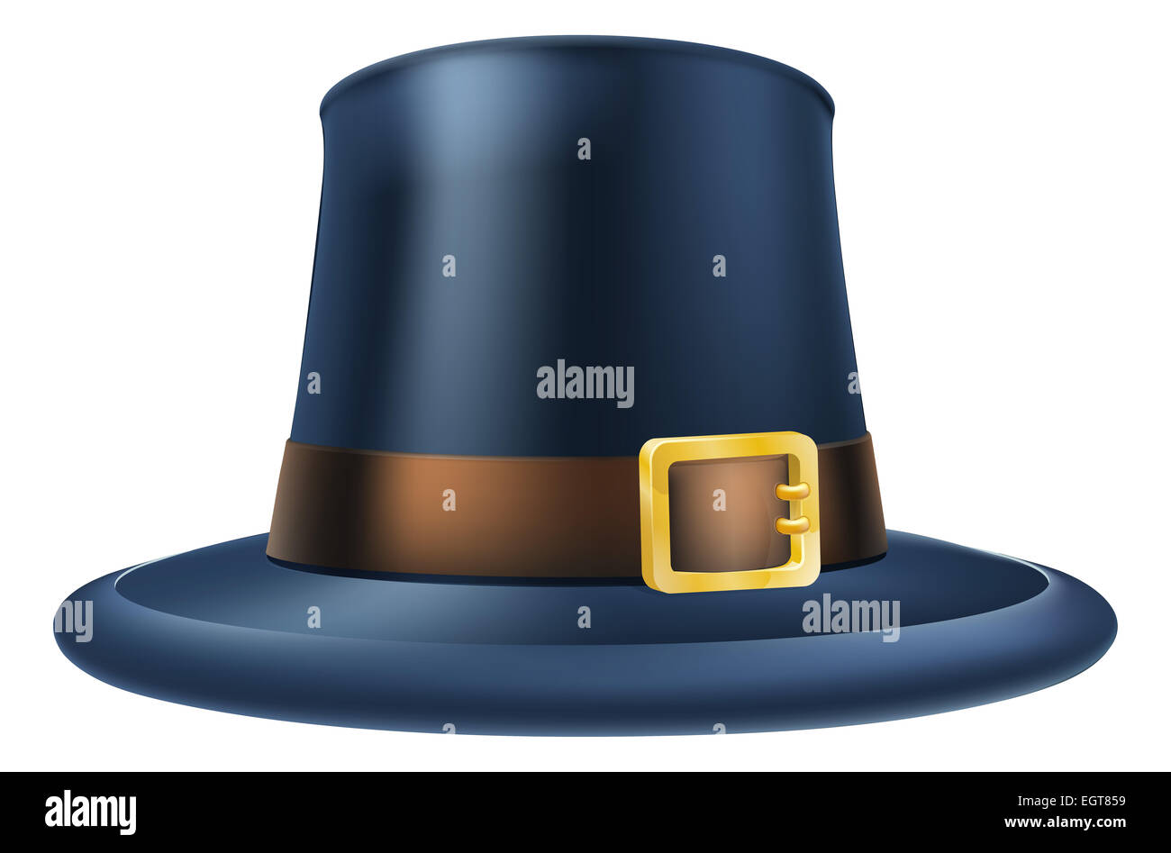 An illustration of a capatain thanksgiving pilgrim puritan hat Stock Photo