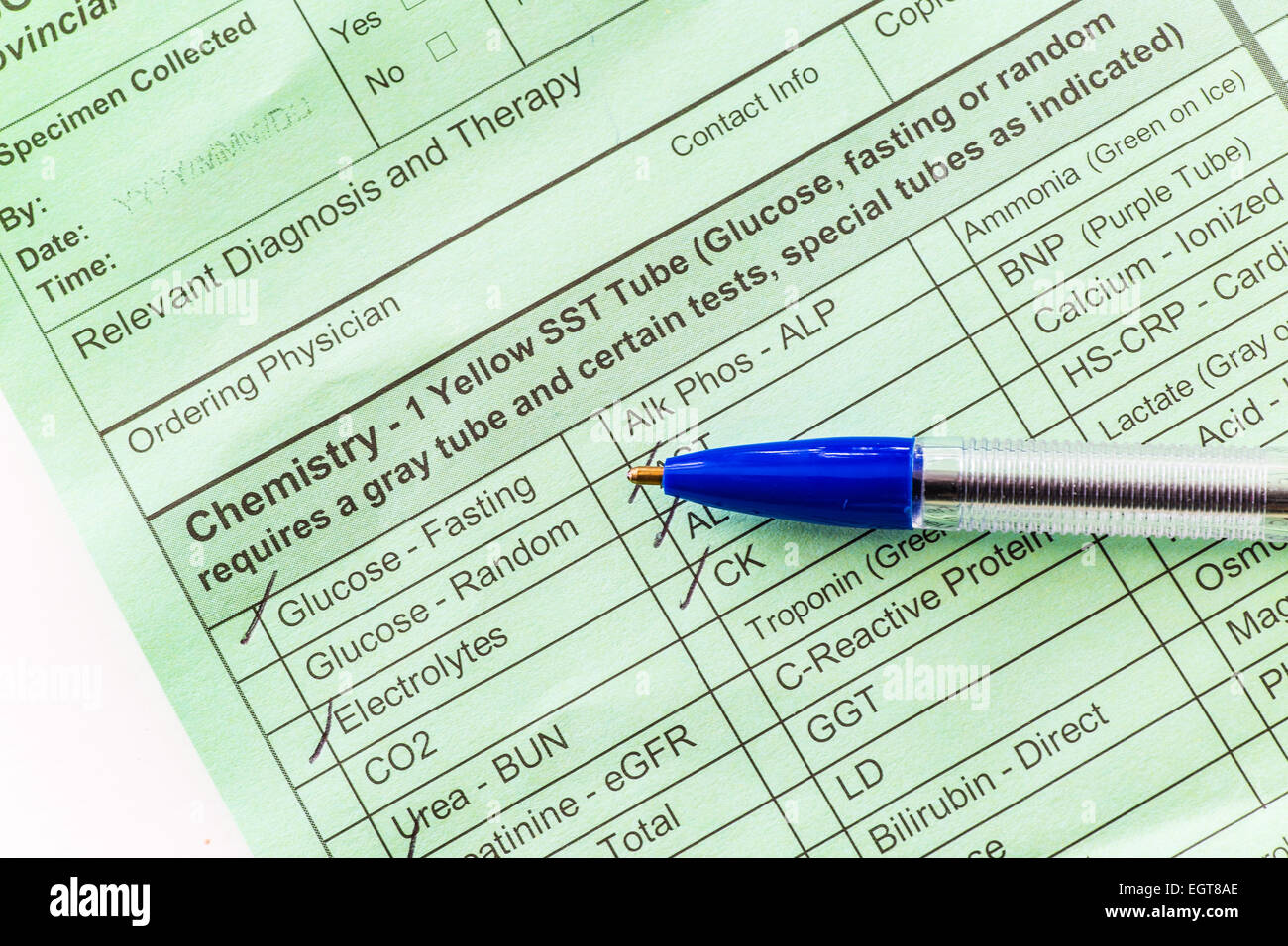Blood test requisition form