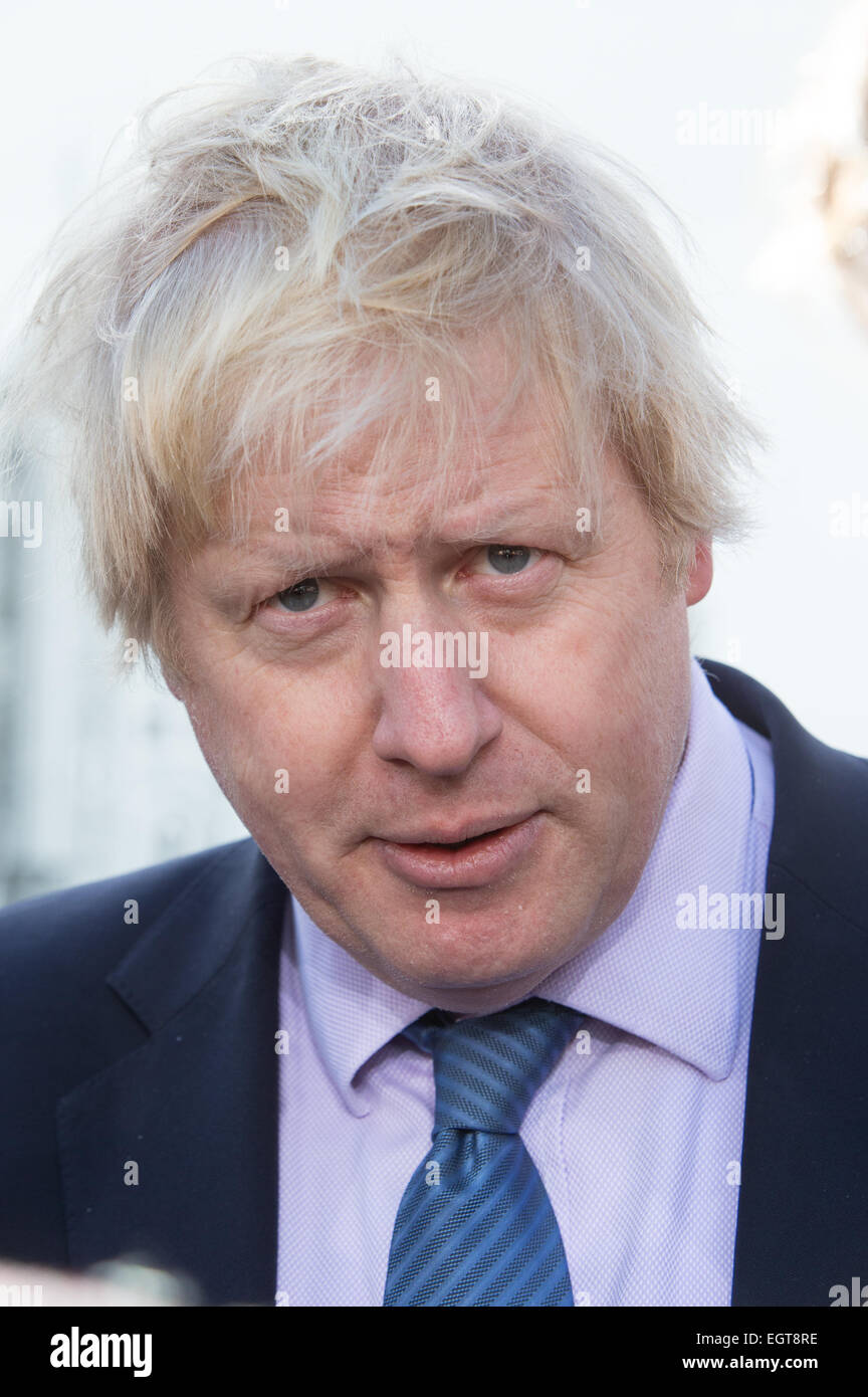 London Mayor,Boris Johnson,speaks at an event promoting cycle hire in London Stock Photo