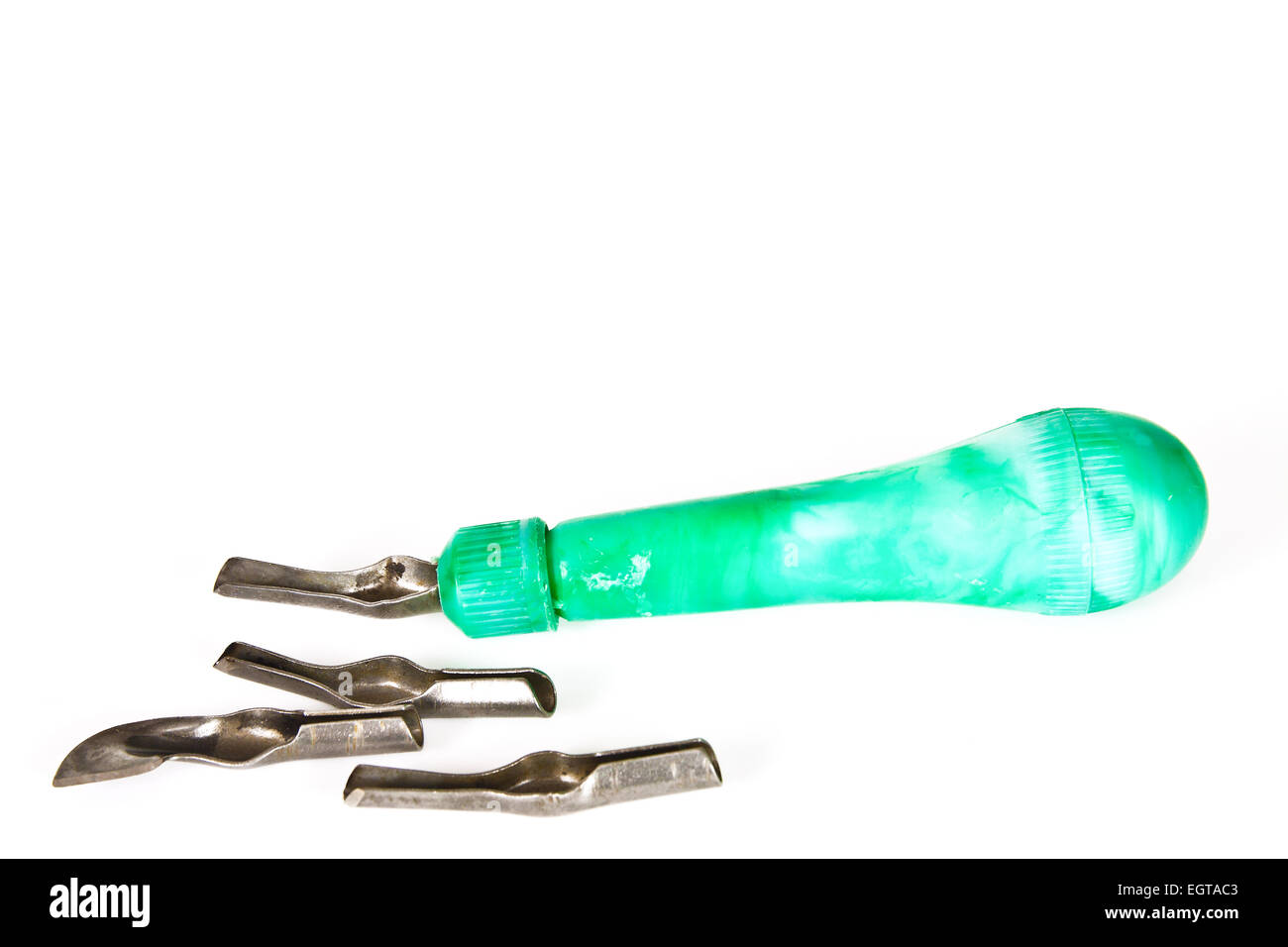 Linoleum cutters with plastic handle and interchangeable blades Stock