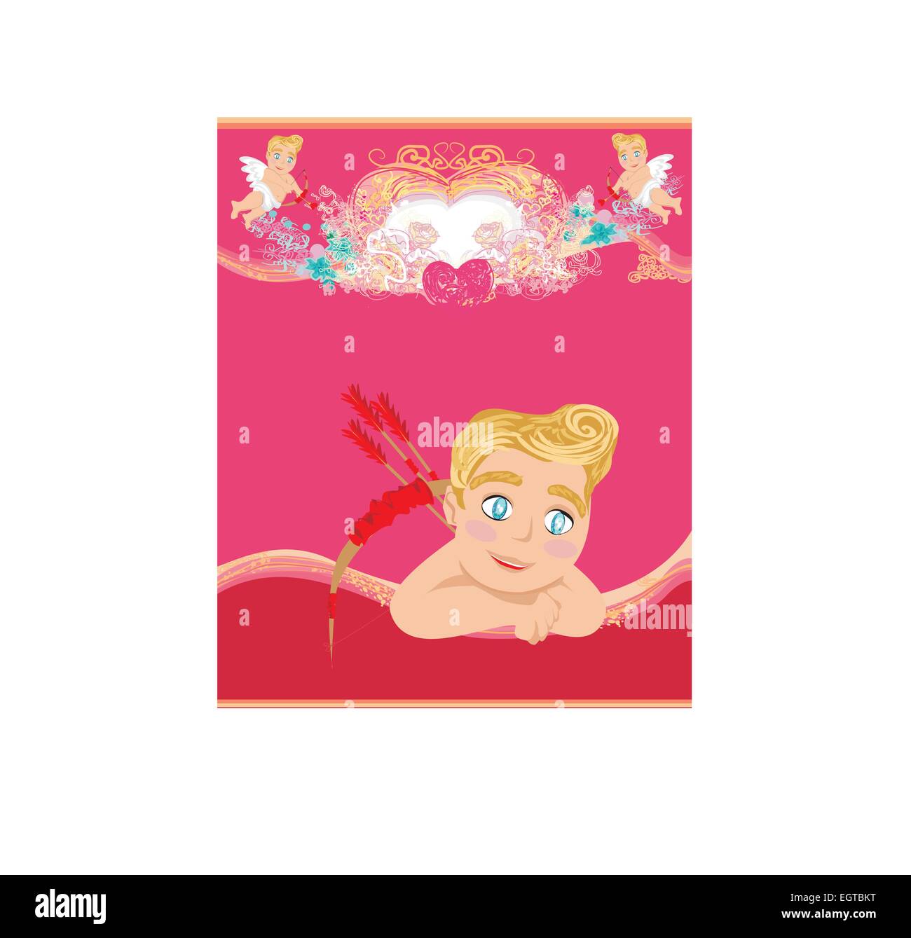 happy valentines day vintage card with cupids Stock Vector Image & Art ...