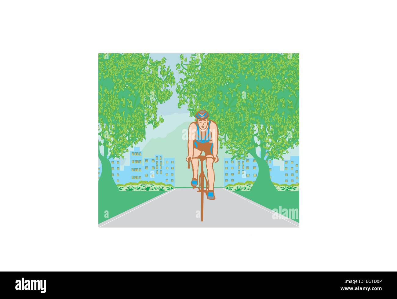 training cyclists in the city park Stock Vector