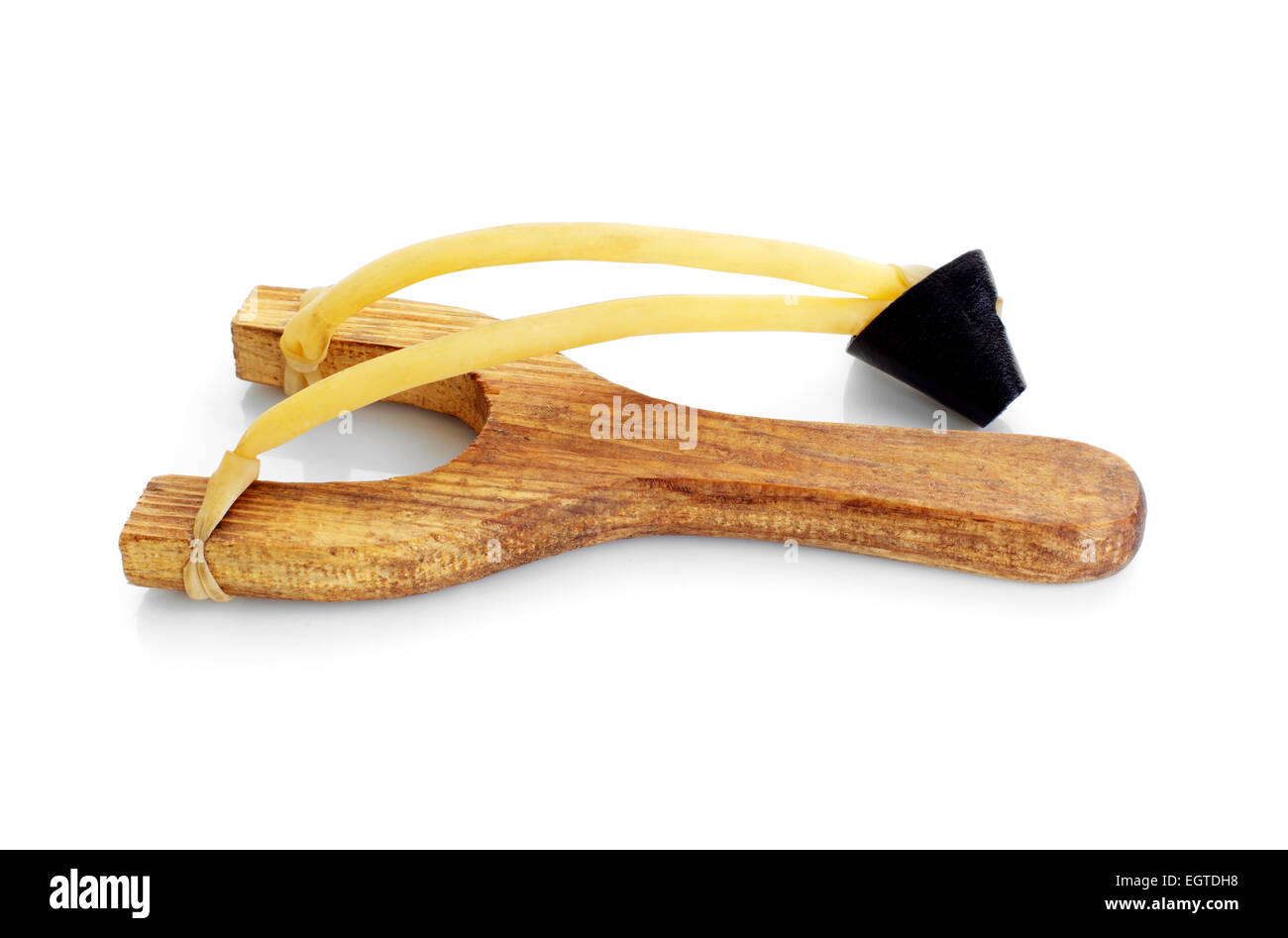 Wooden catapult slingshot isolated on white background Stock Photo
