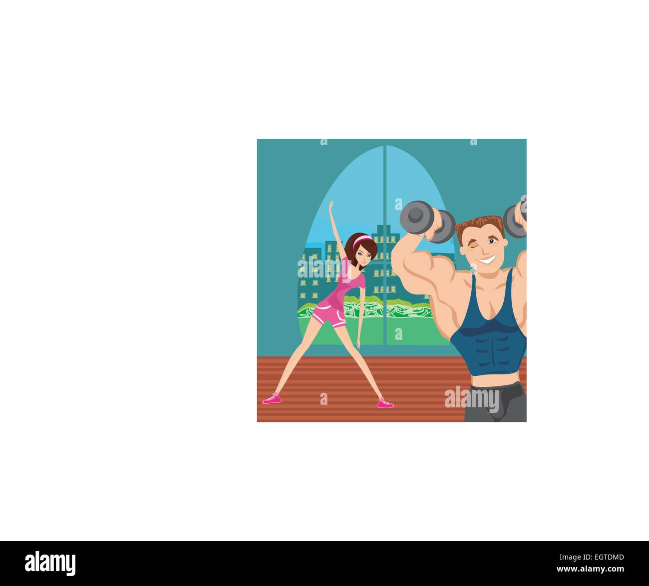 man and woman exercises in the gym Stock Vector Image & Art - Alamy