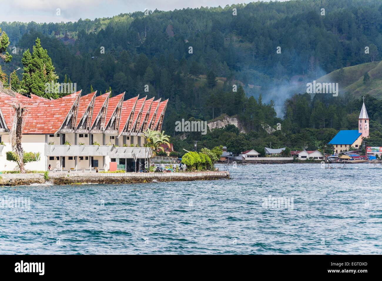 traditional houses on sumatra, indonesia Stock Photo