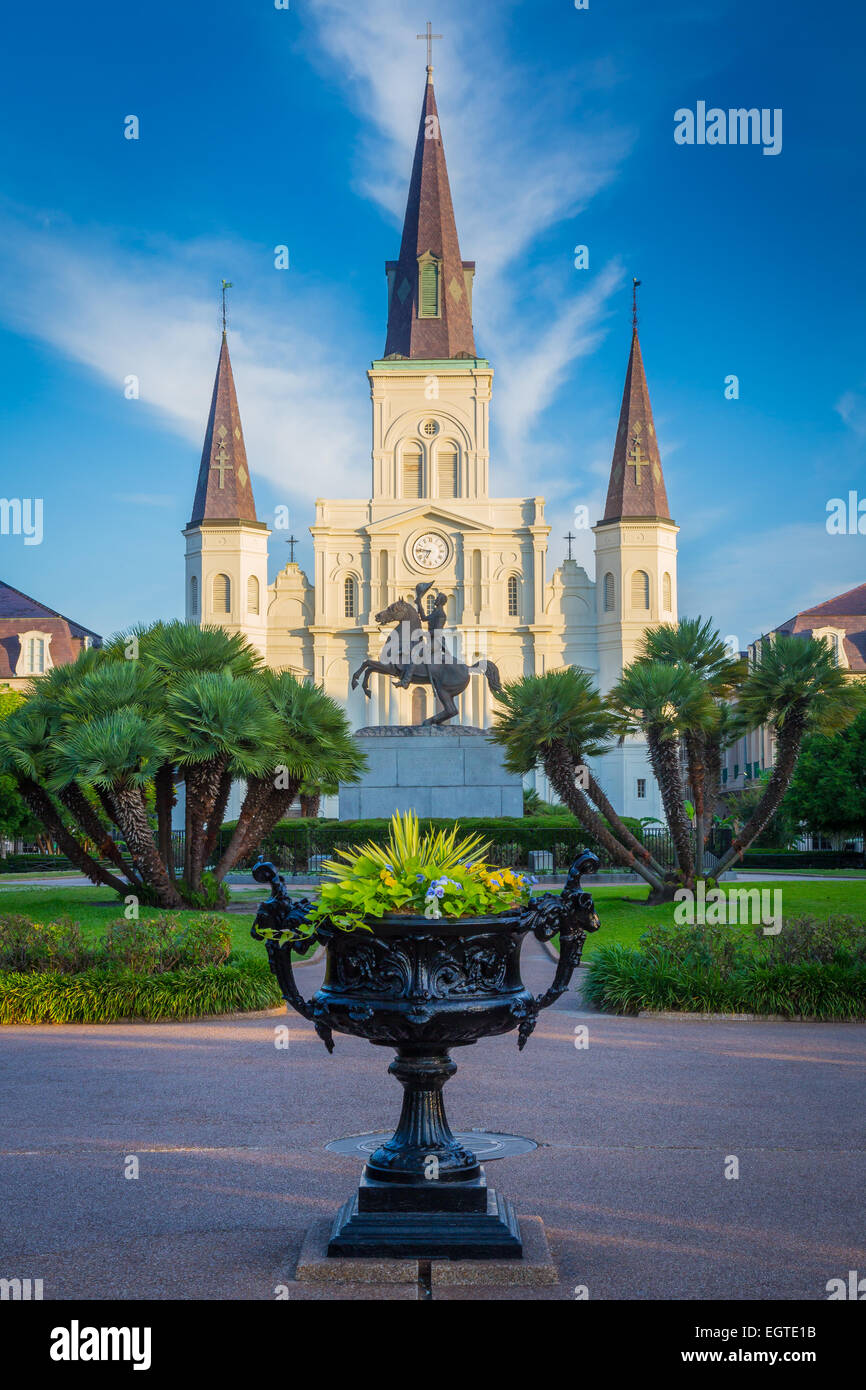 Jackson Square in the French Quarter, also known as the Vieux Carré, the oldest neighborhood in the city of New Orleans. Stock Photo