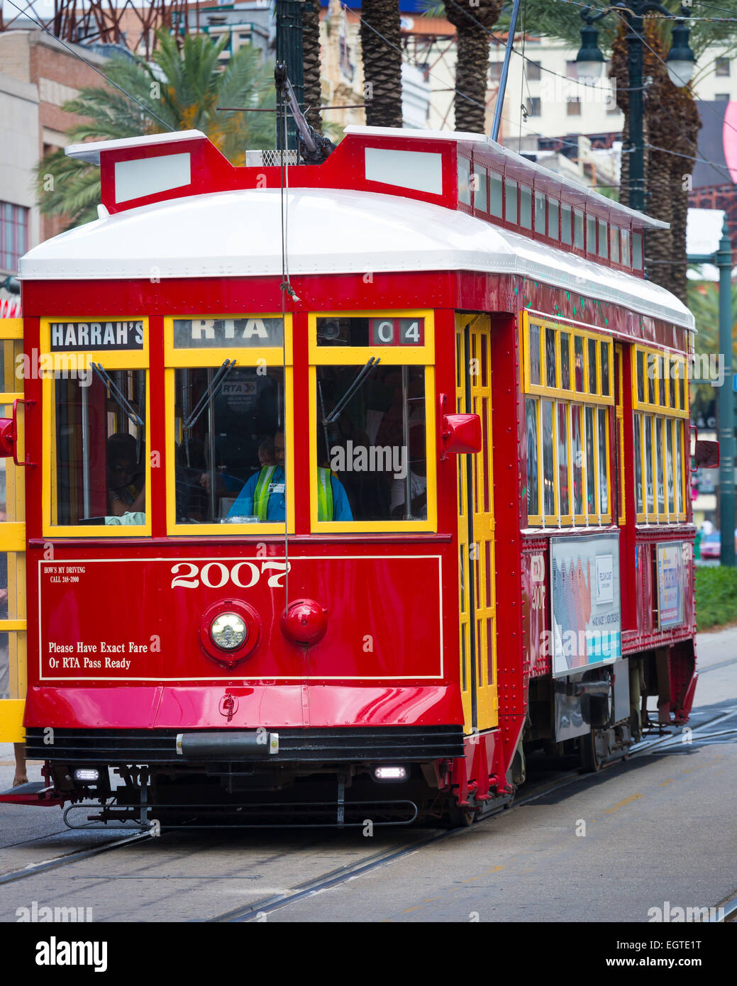 Streetcars in New Orleans have been part of the city's public transportation network since the first half of the 19th century. Stock Photo