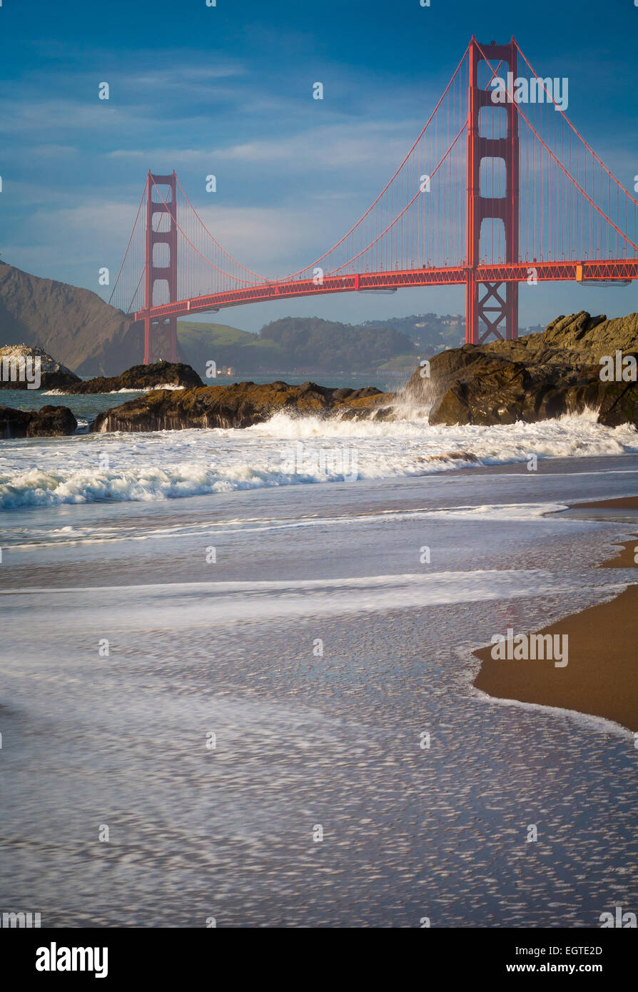 San Francisco's Golden Gate Bridge from Baker Beach Stock Photo