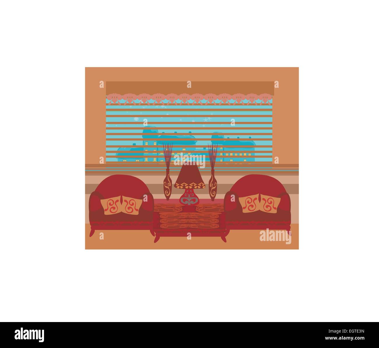 Fashionable interior of living room - vector Stock Vector Image & Art ...