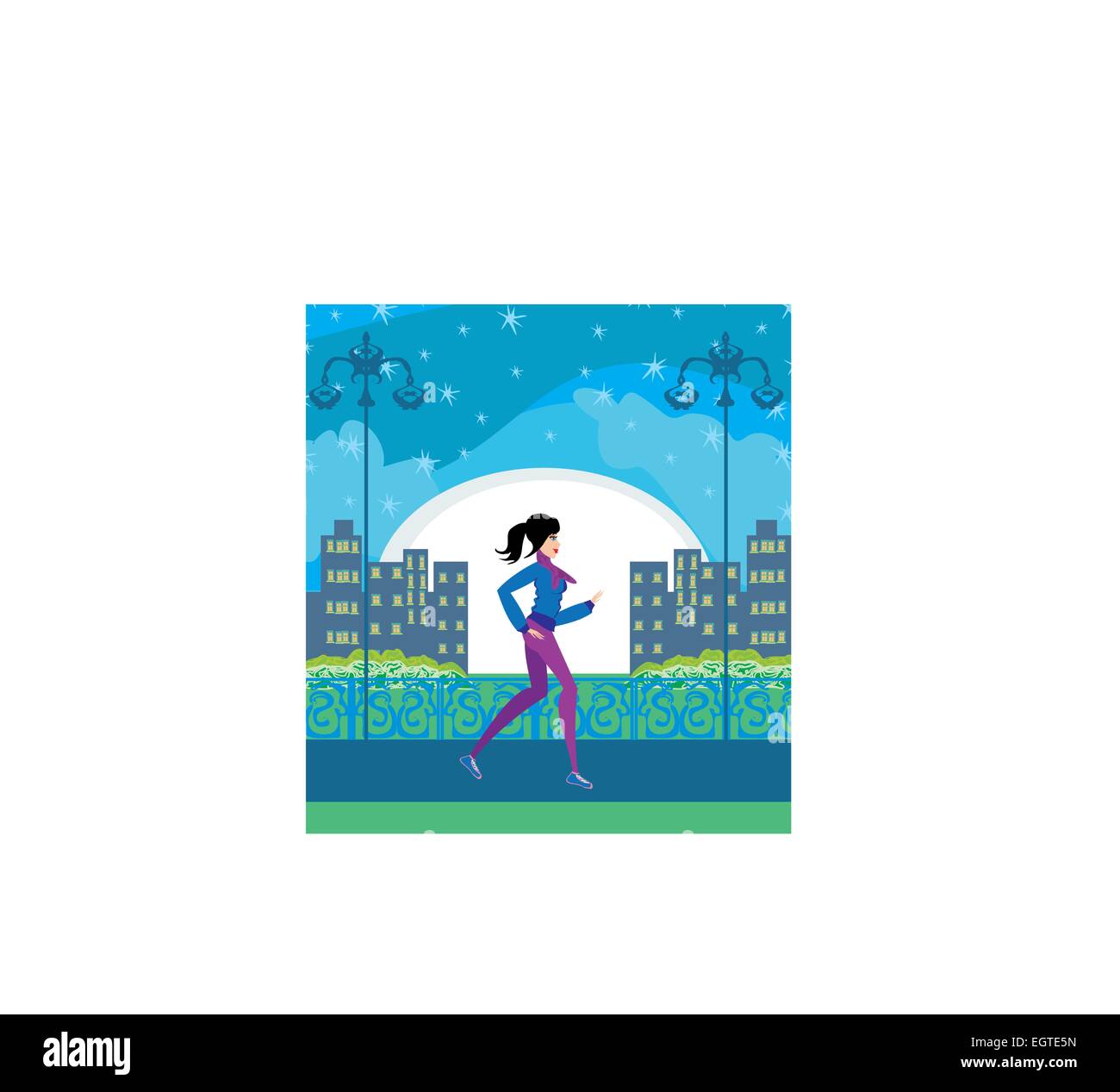 Jogging girl in the city Stock Vector