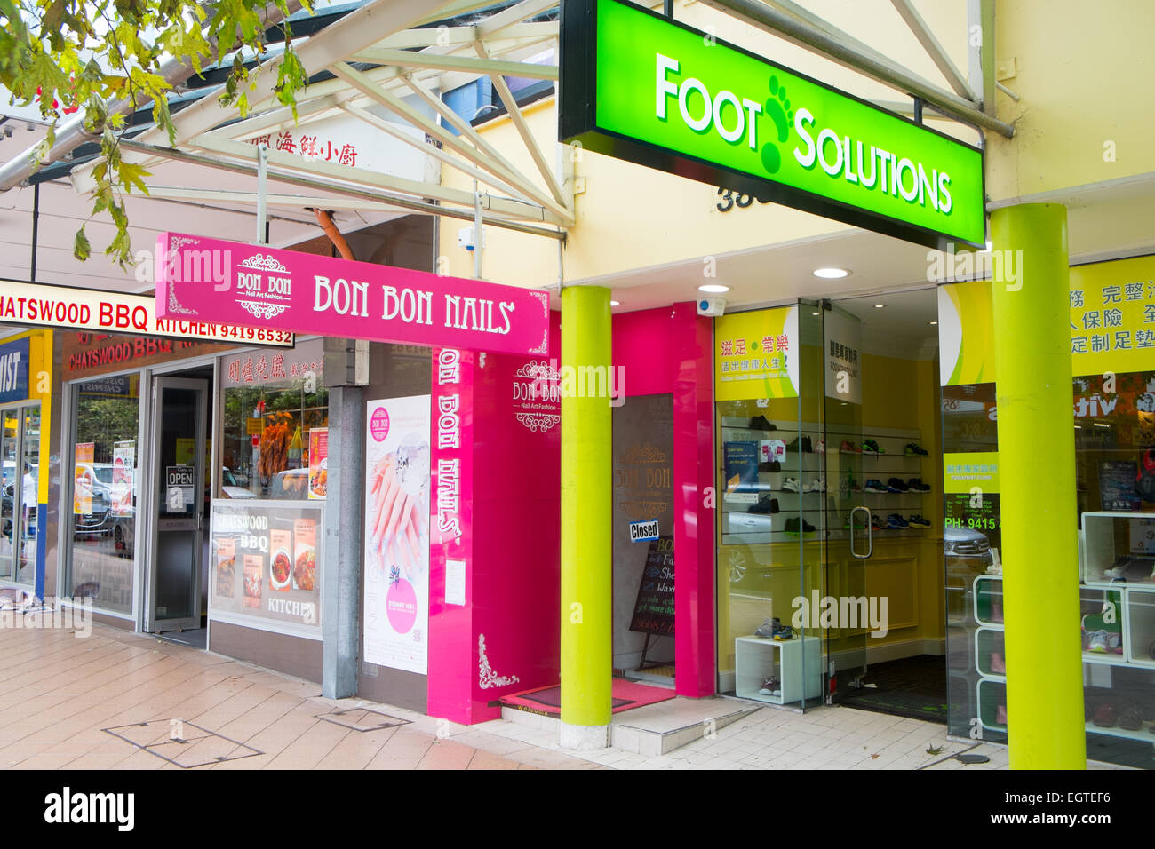 shoe shop and nail bar on victoria avenue in Chatswood Sydney Australia