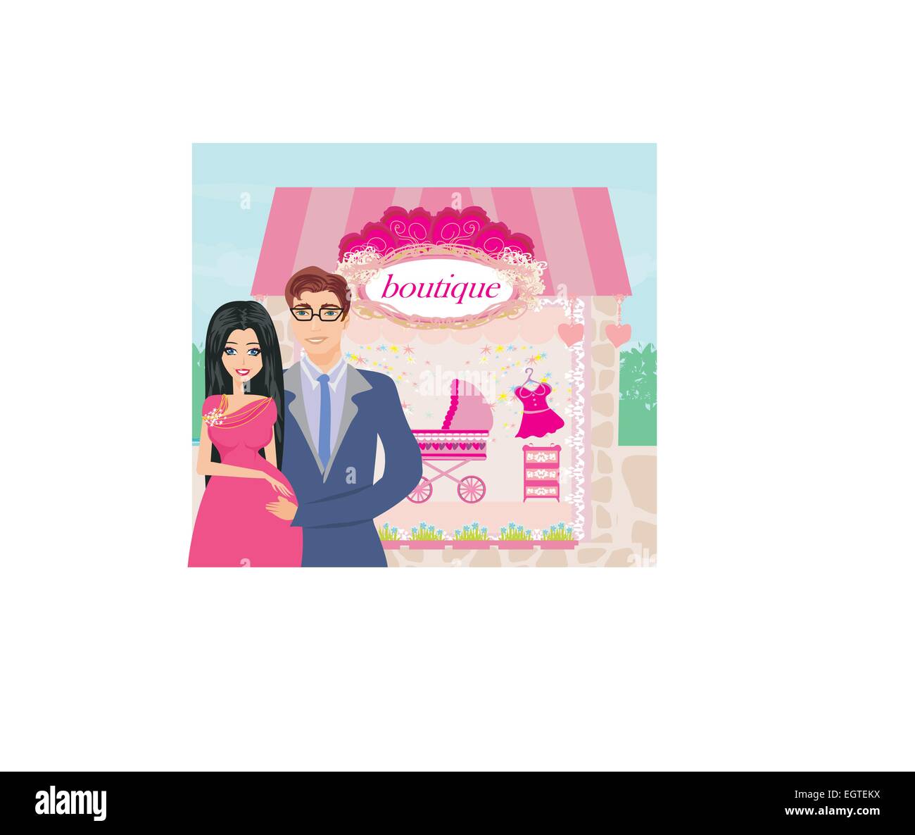 shopping couple awaiting baby Stock Vector Image & Art - Alamy