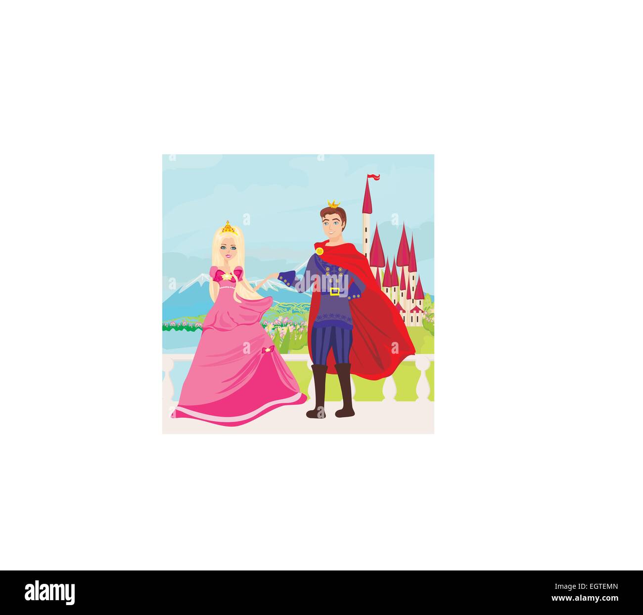 beautiful castle and princess with prince Stock Vector Image & Art - Alamy