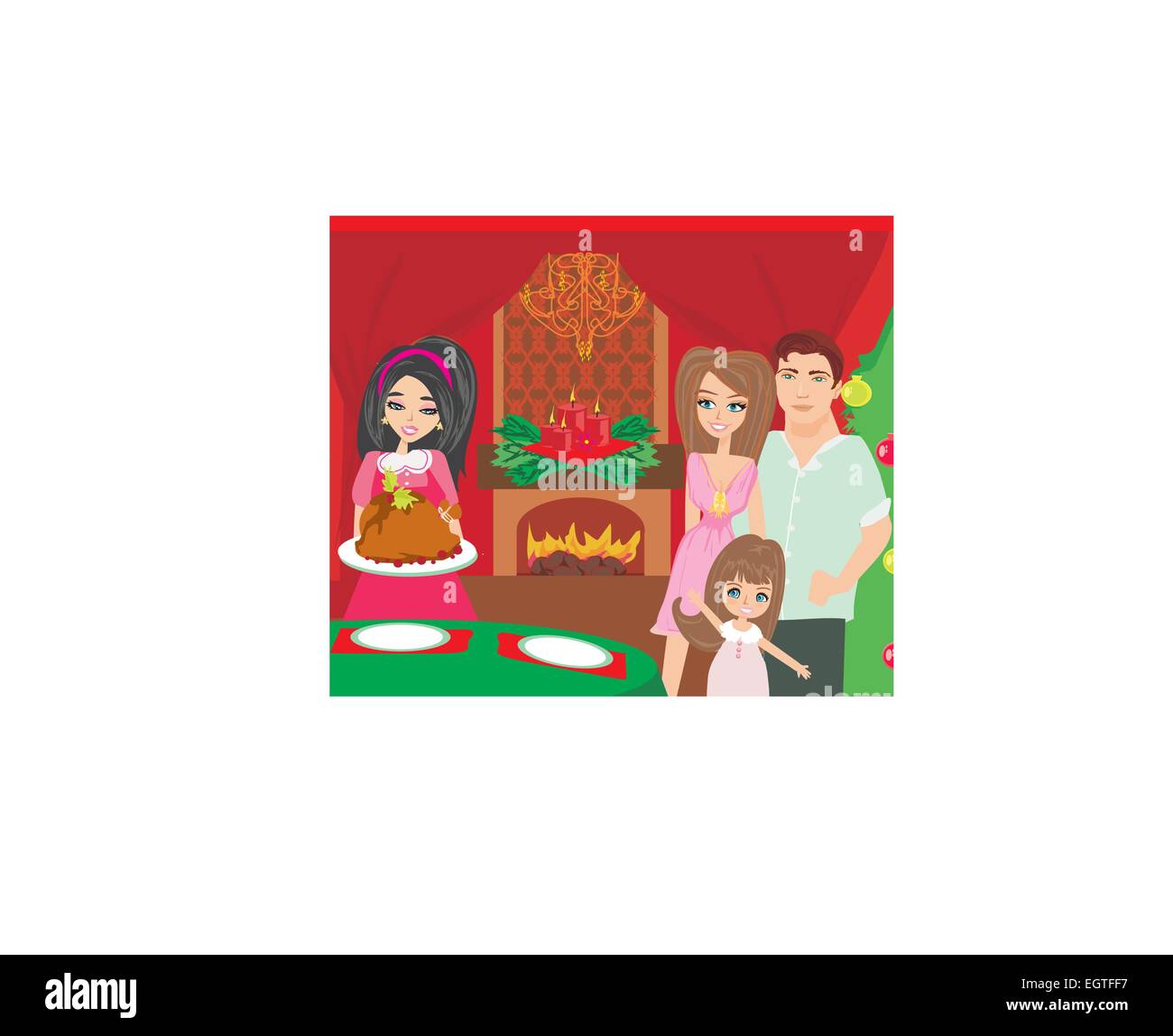 Woman serving his family a turkey Stock Vector Image & Art - Alamy