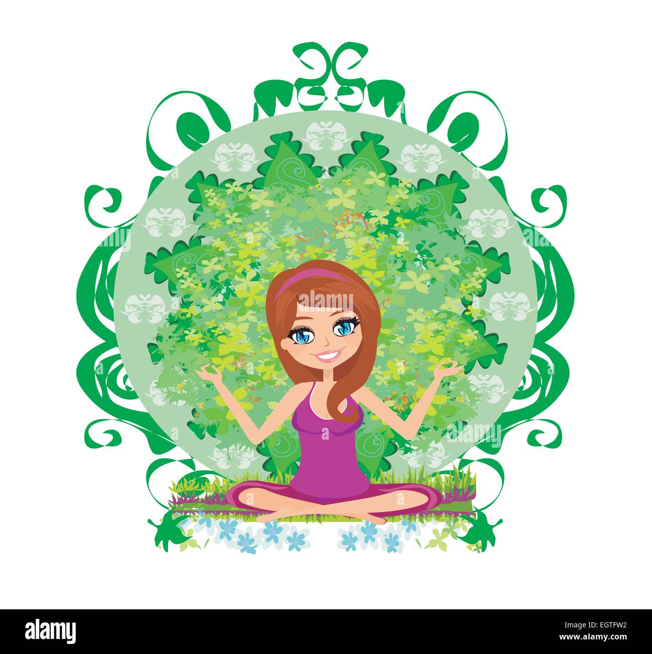 Yoga girl in lotus position Stock Vector Image & Art - Alamy