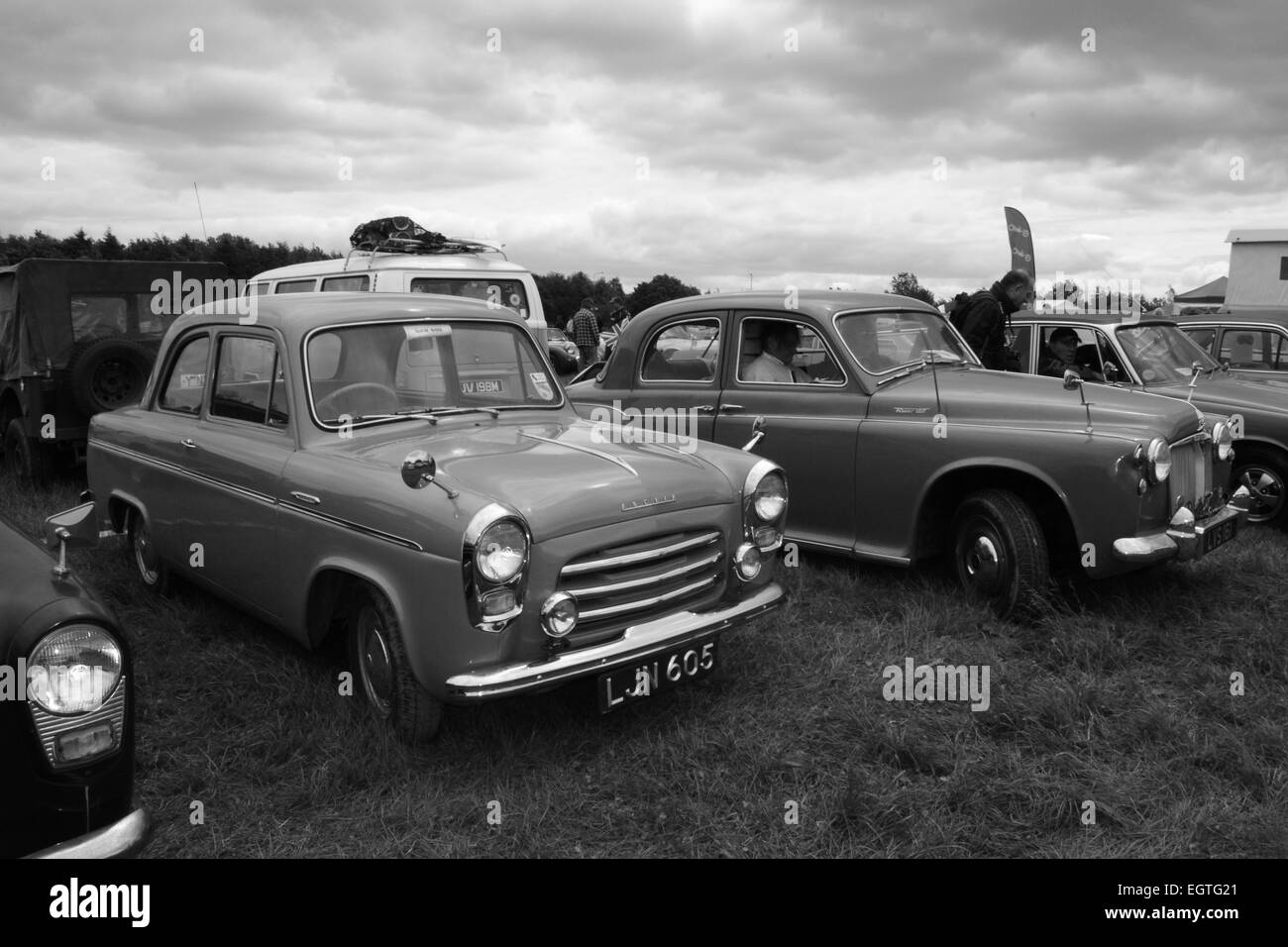 small vintage car black and white Stock Photo