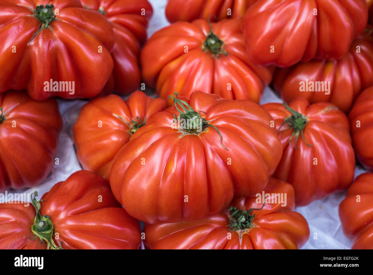 Red tomatoes in the market Stock Photo - Alamy
