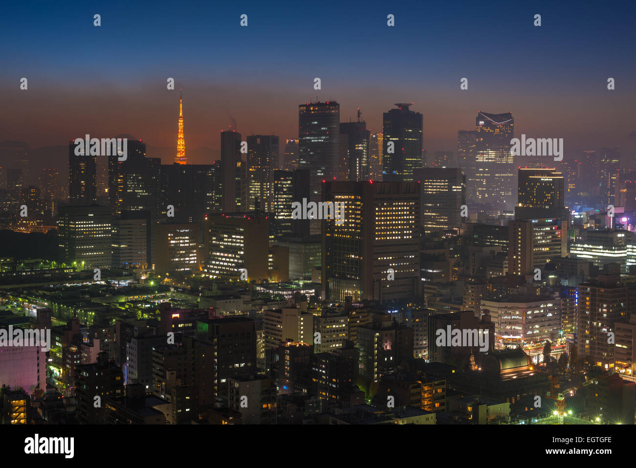 Tokyo night scene, panoramic view Stock Photo