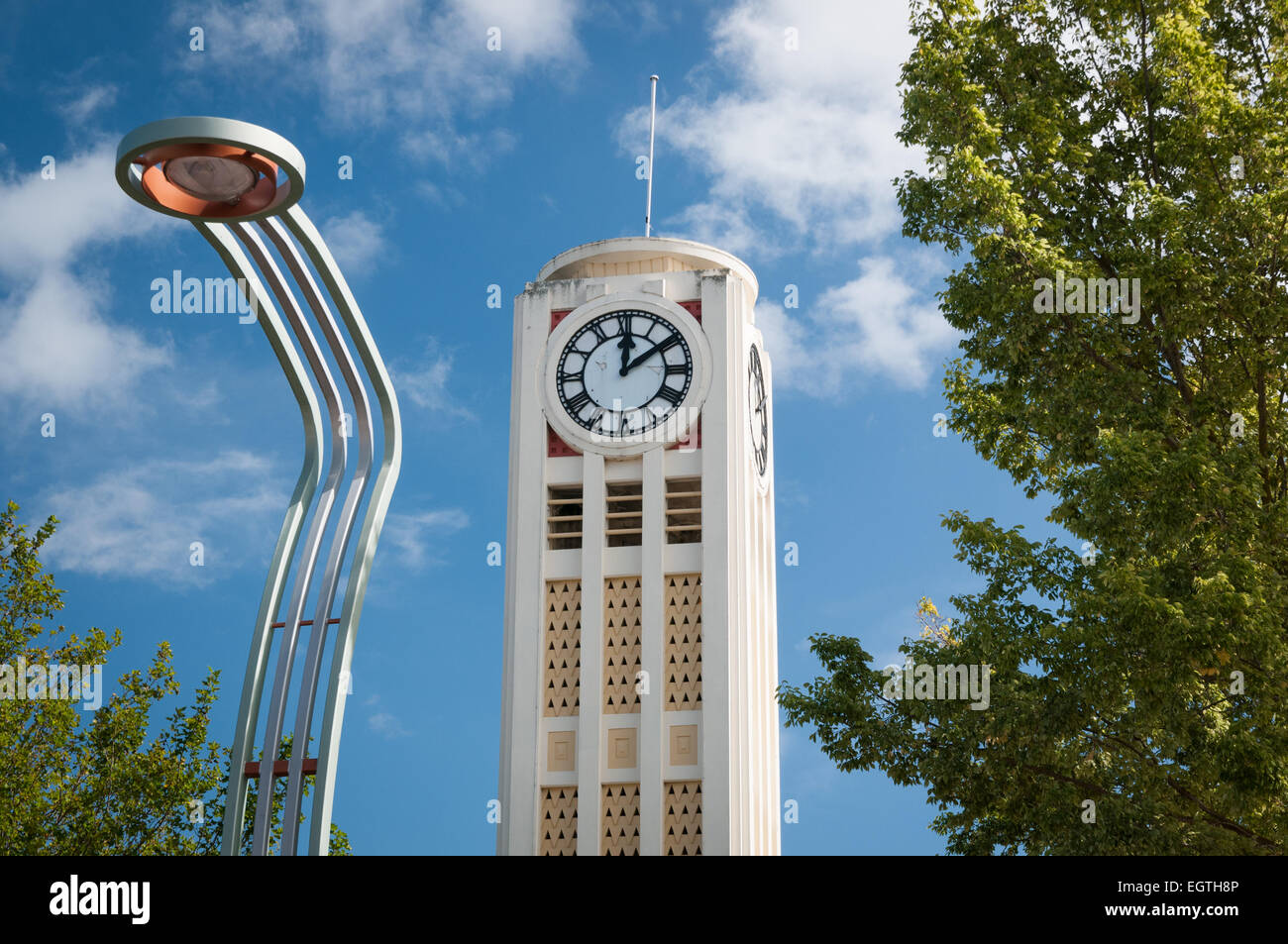 The clock tower, Russel Street North, Hastings, Hawkes Bay, North Island, New Zealand. Stock Photo