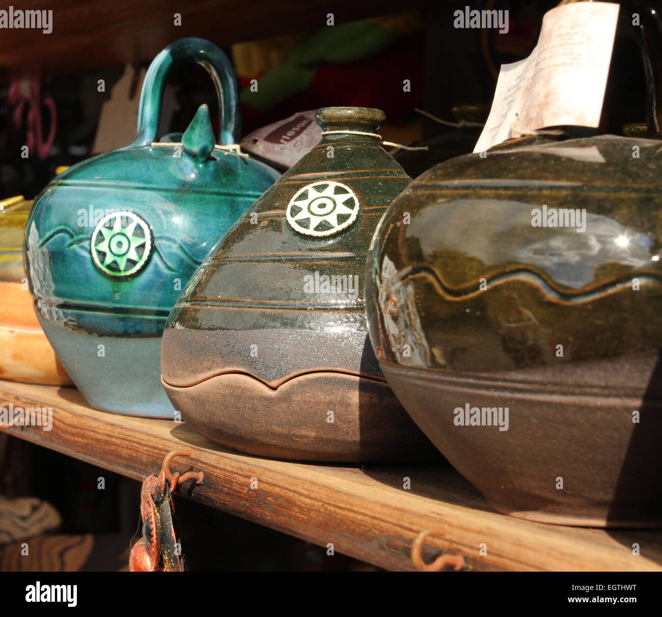 heavy glazed earthenware pottery souvenier shop masca tenerife Stock Photo