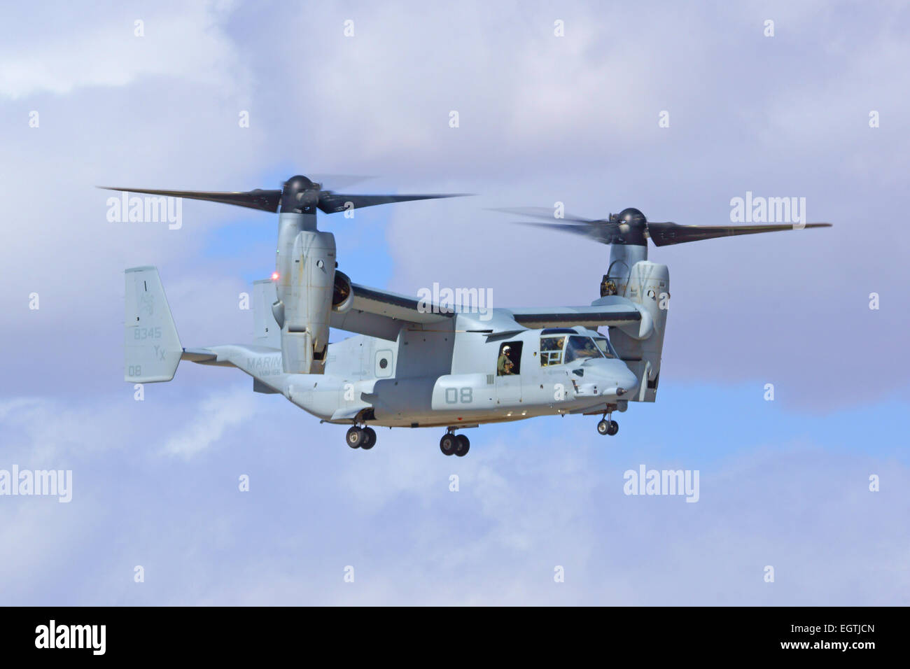 MV-22 Osprey US Military helicopter aircraft flying at 2015 Yuma Air Show at Yuma Marine Air Station Stock Photo