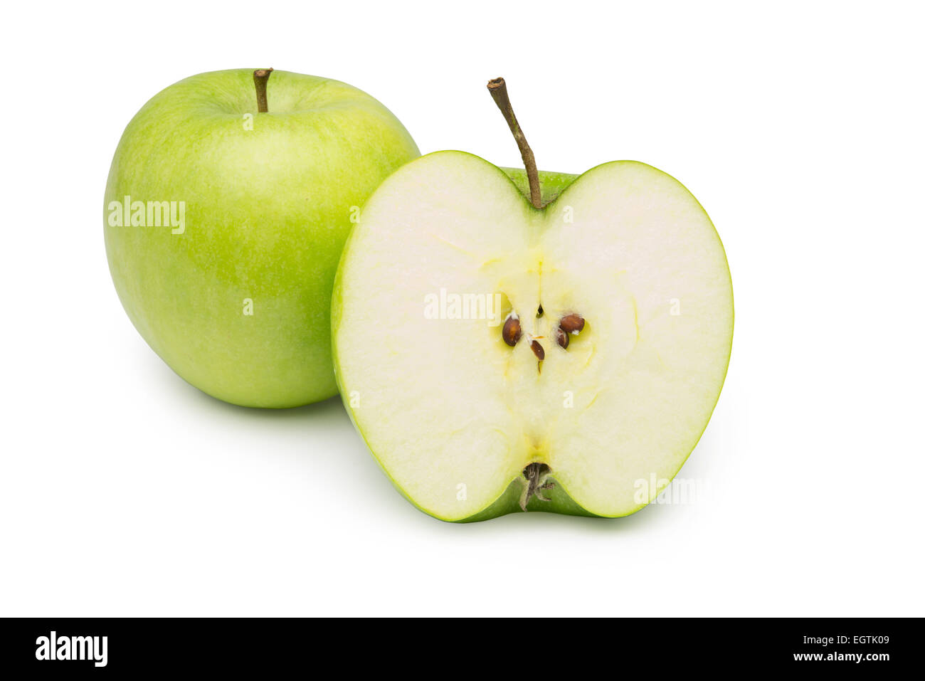 green fresh apple sliced on white background Stock Photo
