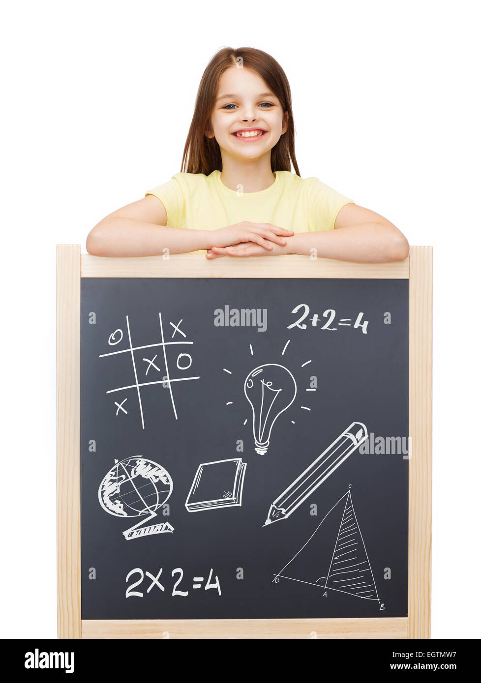 smiling girl with blackboard Stock Photo - Alamy