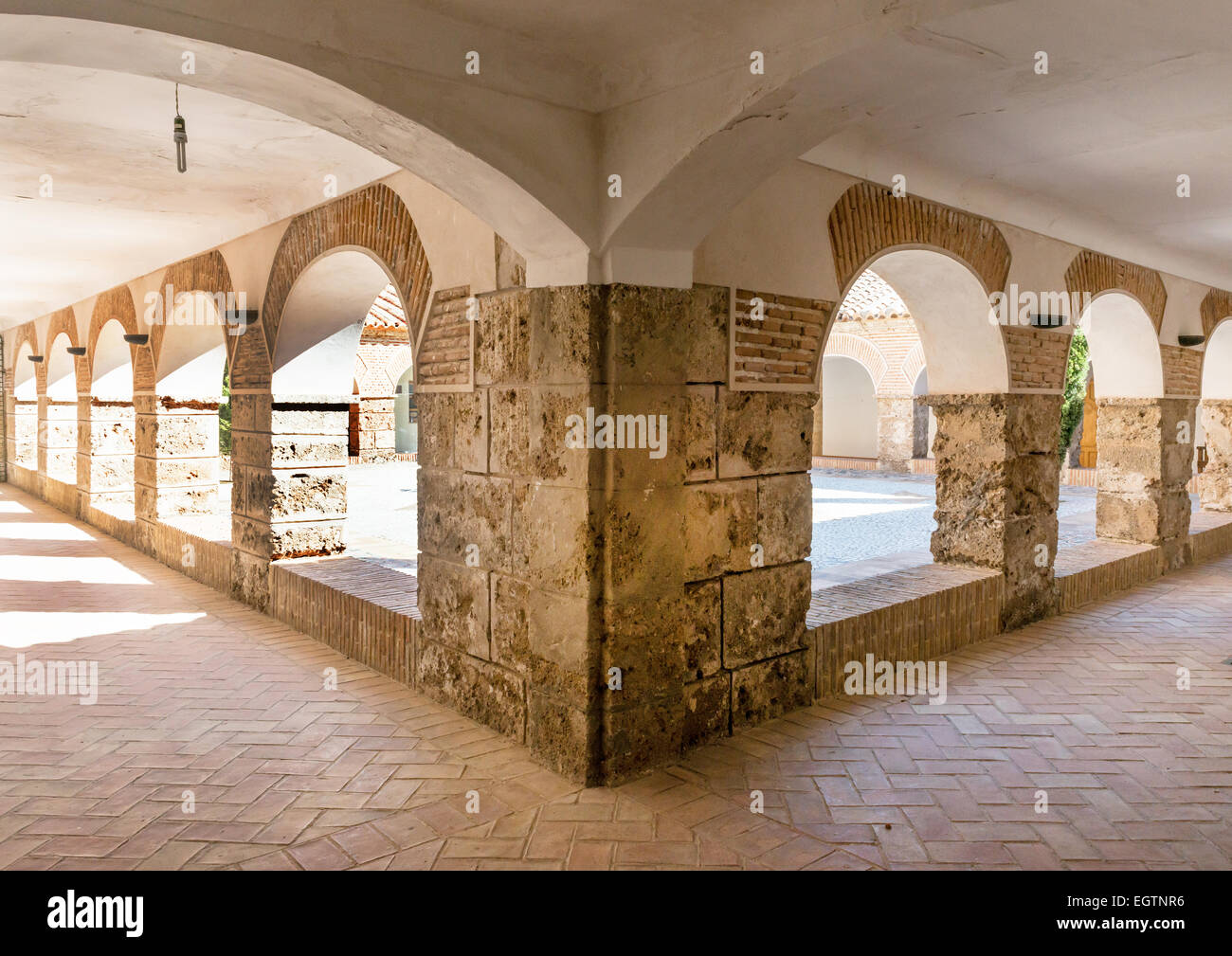 Courtyard of the Hospederia Virgin Del Saliente near Albox Almeria Province Andalusia Spain Stock Photo