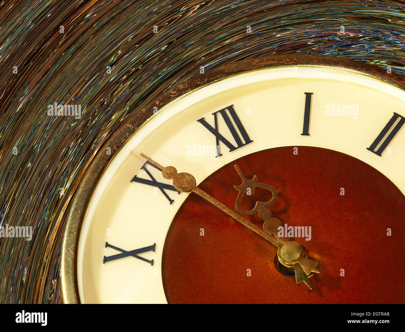 Vintage clock face taken closeup. Stock Photo