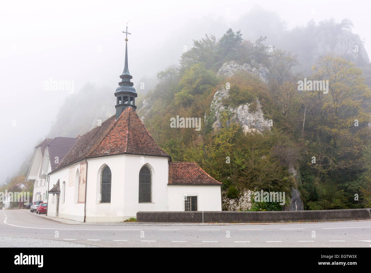 Chapel St. Wolfgang at Balsthal, canton of Solothurn, Switzerland. Stock Photo