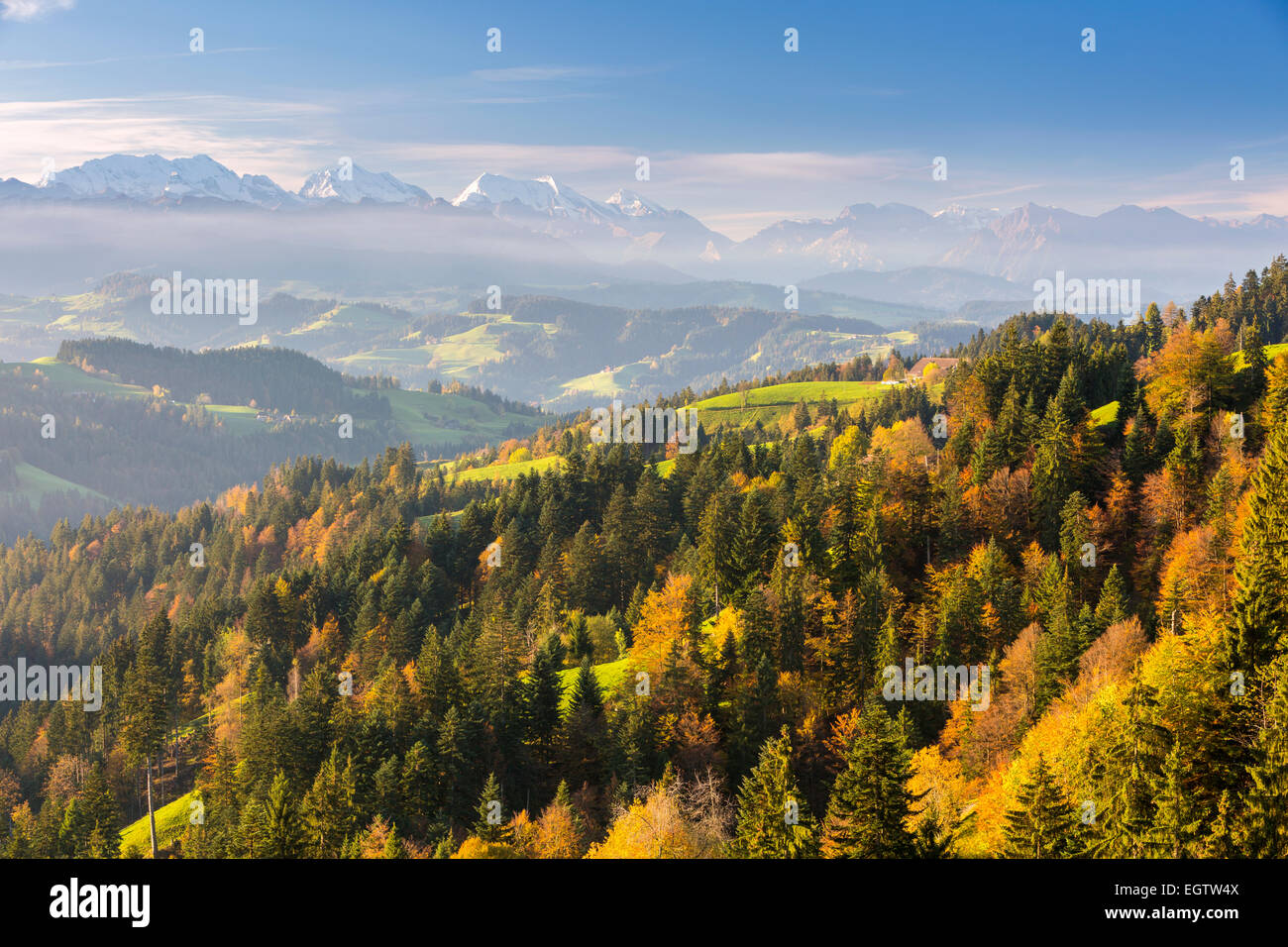 Emmental region near Lüderenalp, Canton Bern, Switzerland. Stock Photo