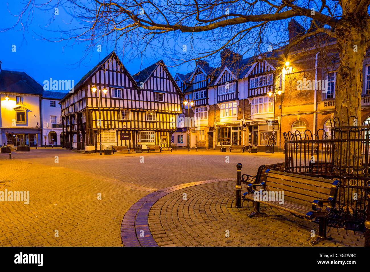 Twin gabled 15th-century timbered merchants house, Evesham, District of ...