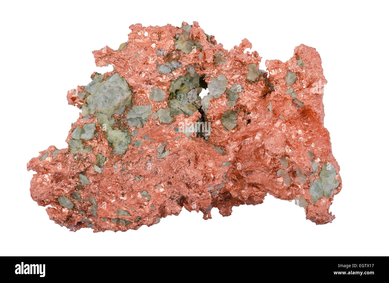 Native Copper From Above Over White Background Stock Photo
