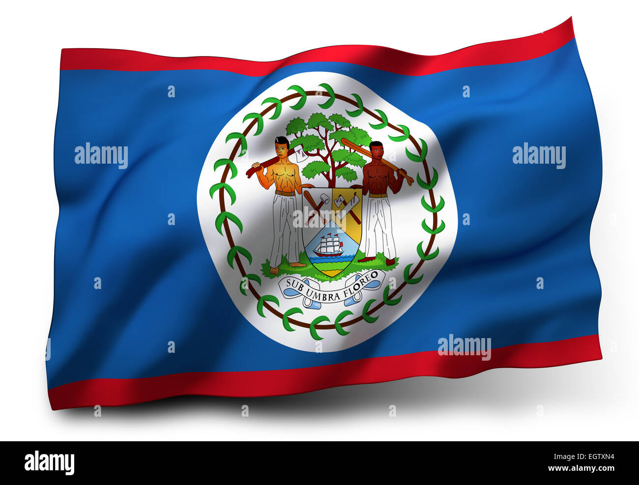 Waving flag of Belize isolated on white background Stock Photo