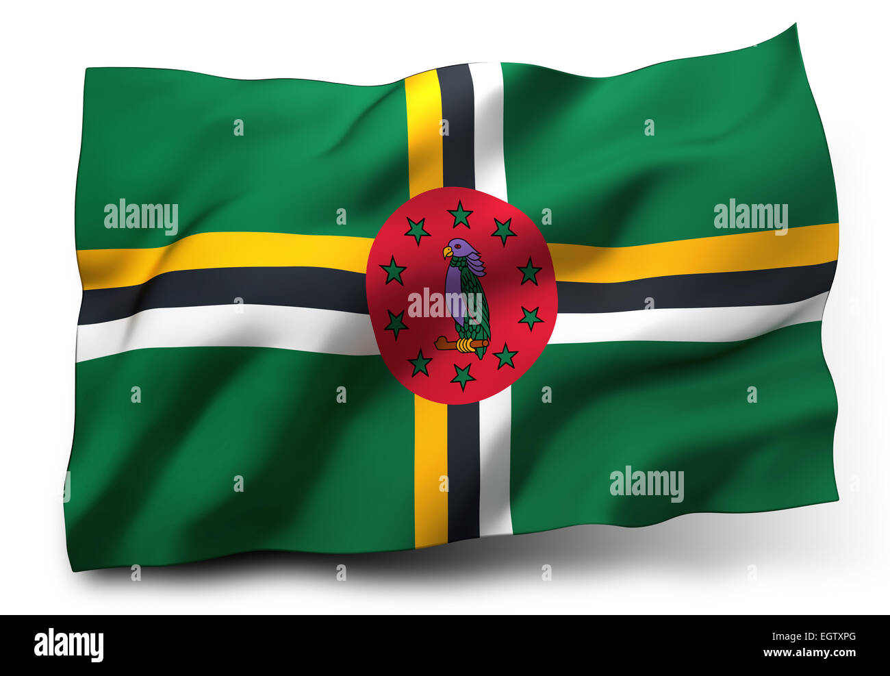 Waving flag of Dominica isolated on white background Stock Photo - Alamy