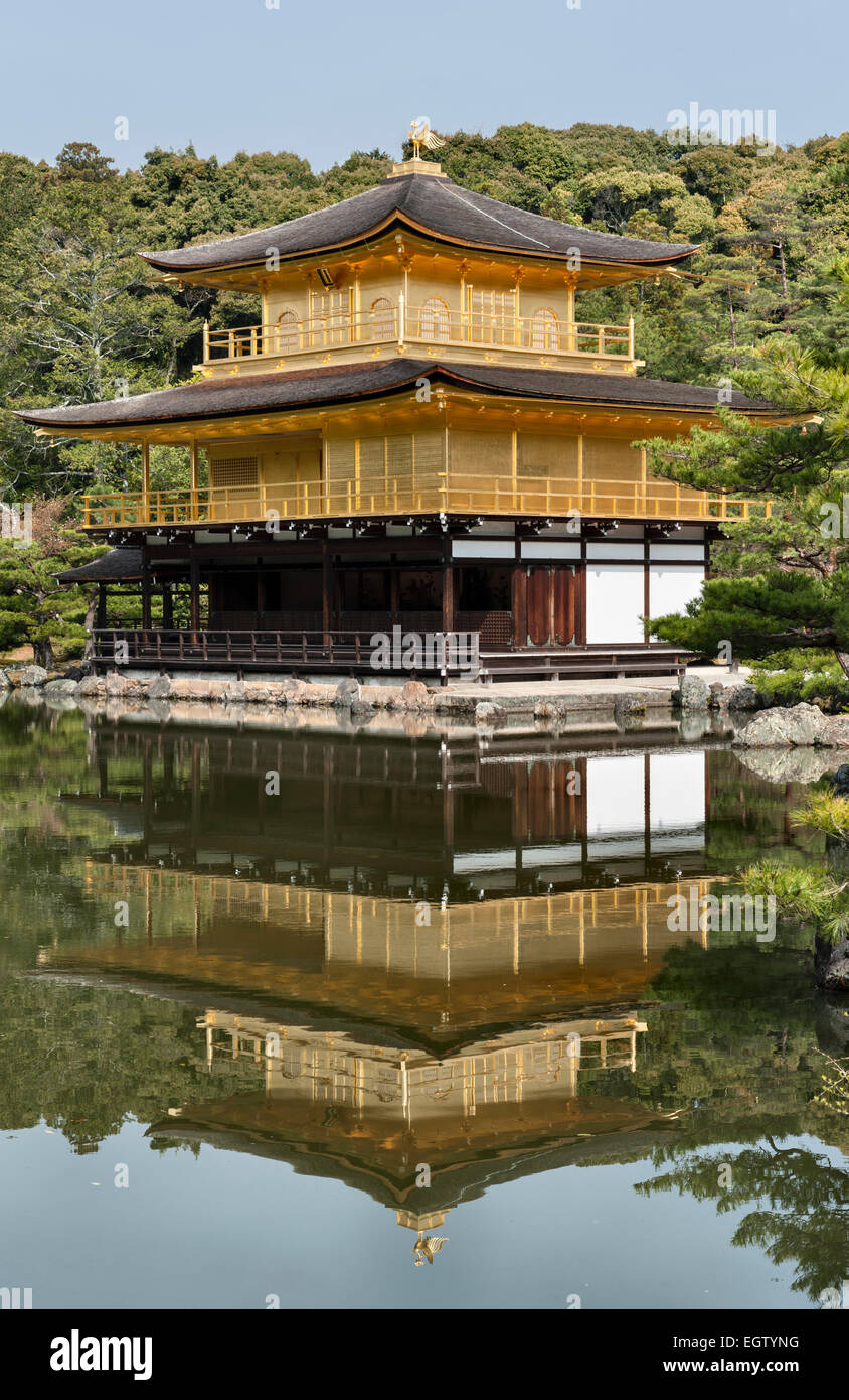 Kyoto, Japan. The gardens of Kinkaku-ji temple (the Golden Pavilion). Spring Stock Photo