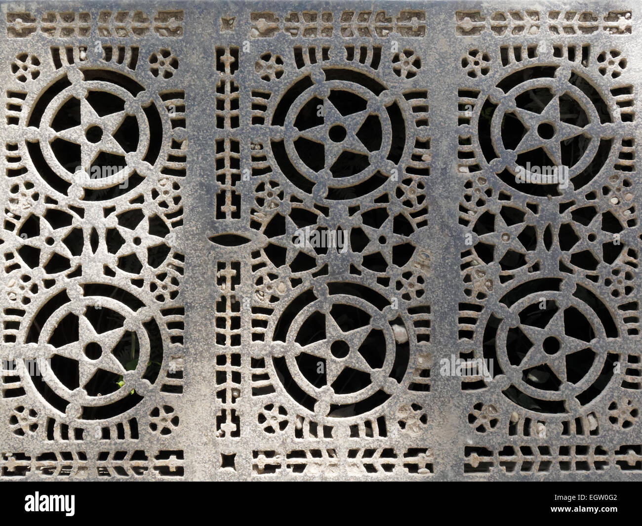 Antique cast iron patterned grid Stock Photo