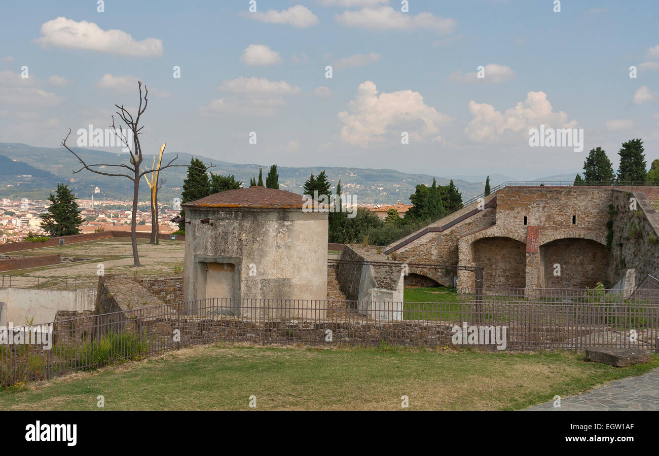 Ancient Fort Belvedere in Florence, Italy. Forte Belvedere is the second and largest fortress to be built in Florence. It was de Stock Photo
