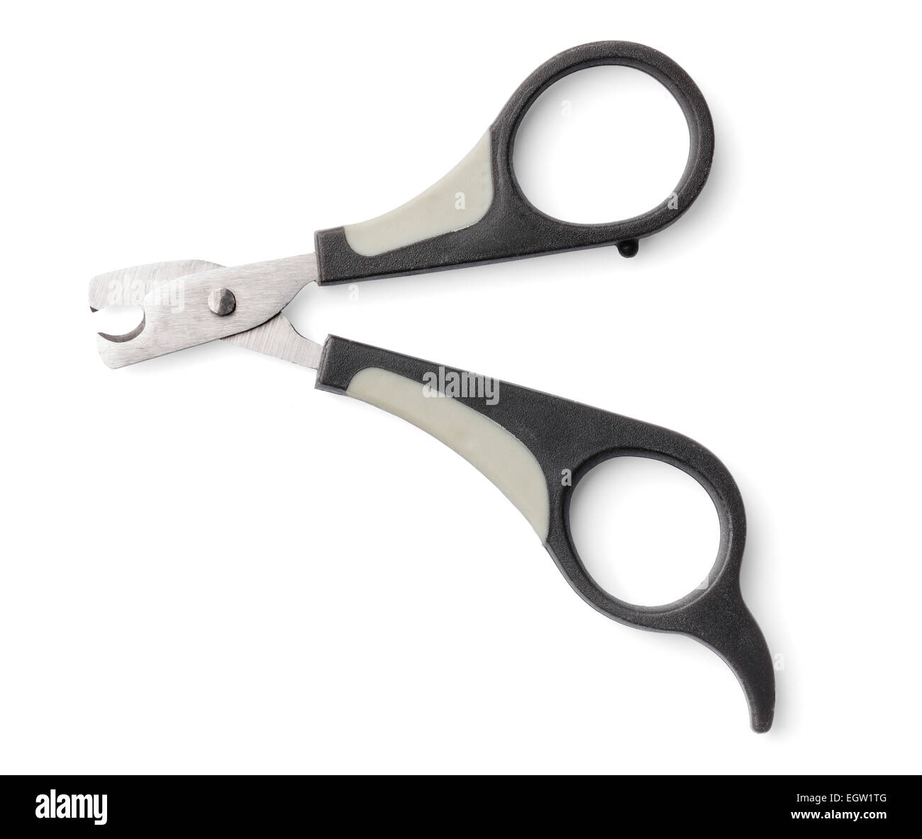 Small nail clippers used for trimming the nails of a cat or a small dog. Stock Photo