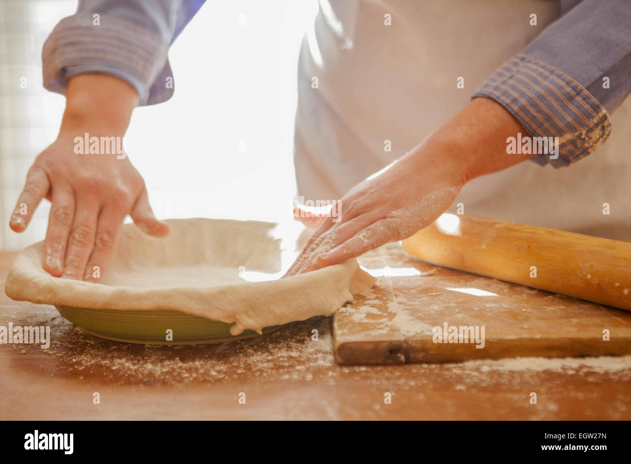 woman making pie crust. Stock Photo